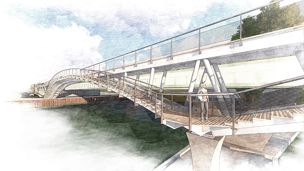 Esquisse de la future passerelle piétons-cycle 