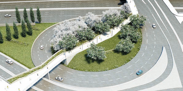 <i>Intégration de la passerelle dans l'environnement routier</i> <i>Intégration de la passerelle dans l'environnement routier</i>