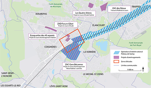 Localisation des différents projets urbains du secteur