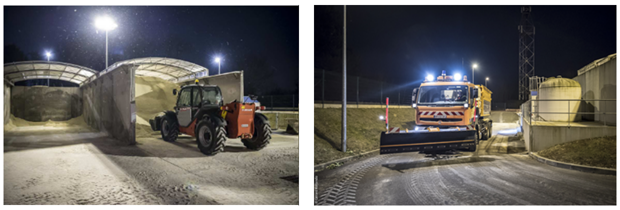 Chargement du sel et préparation des engins de déneigement au CEI d’Orsay